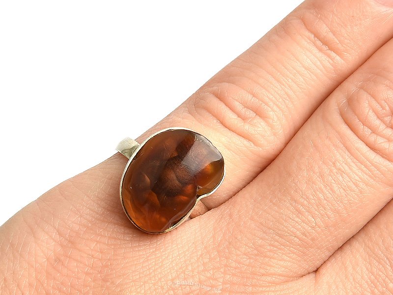 Fire agate silver ring Ag 925/1000 4.5g size 51