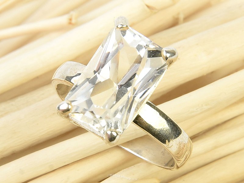 Ring crystal cut rectangle Ag 925/1000 3.8g size 52