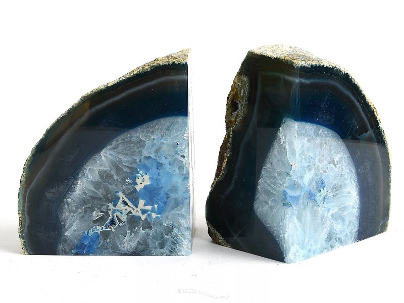 Decorative blue agate bookends 2291g Brazil