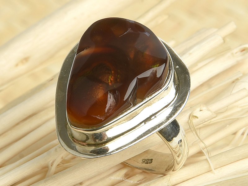 Fire agate silver ring Ag 925/1000 8.0g size 56