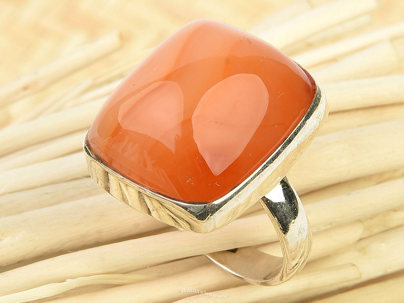 Ring carnelian rectangle Ag 925/1000 9.7g size 57