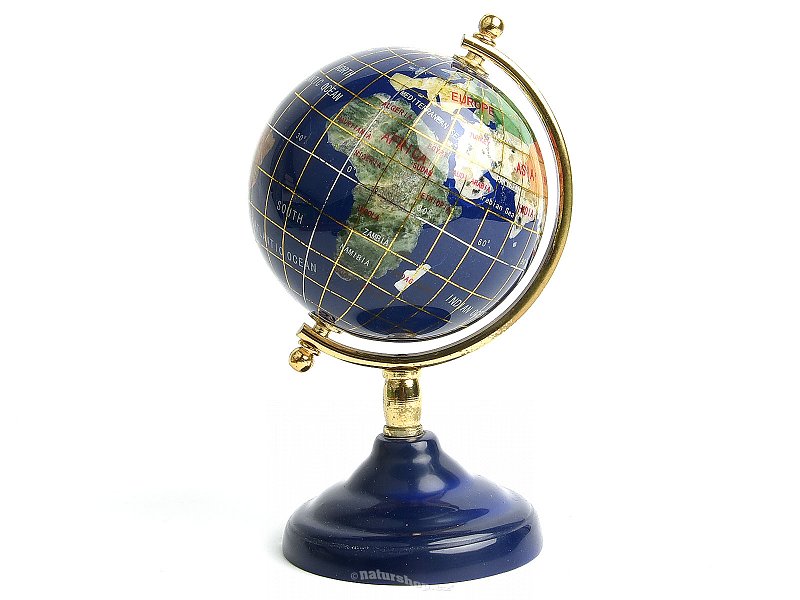 Globus vykládaný z drahých kamenů a perleti