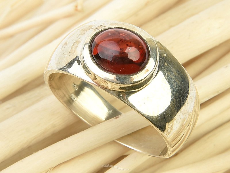 Garnet ring oval Ag 925/1000 5.7g size 55