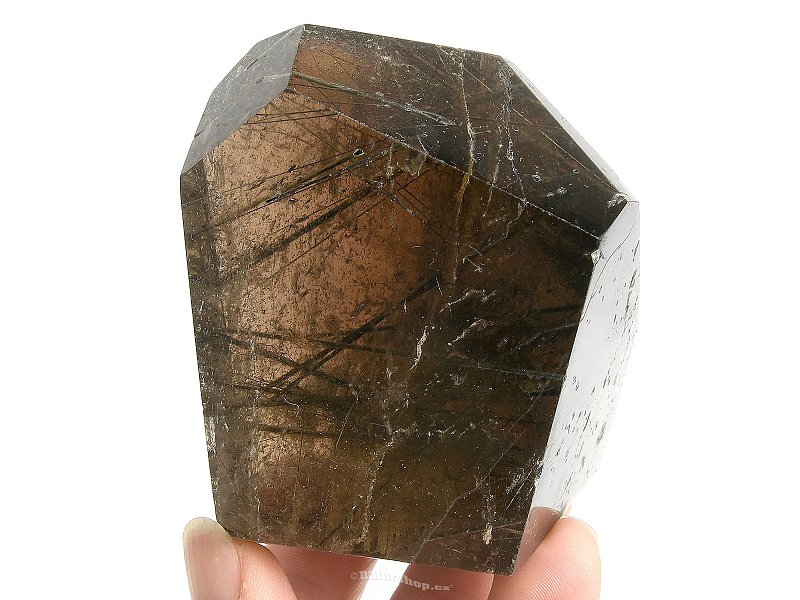 Amethyst with tourmaline cut form 304g