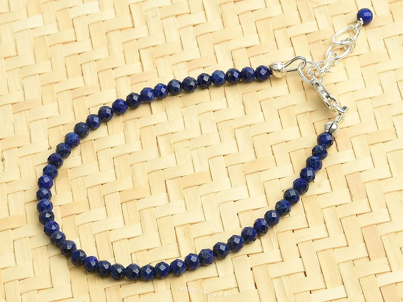Lapis lazuli bracelet, polished balls, 3.5 mm clasp, Ag 925/1000