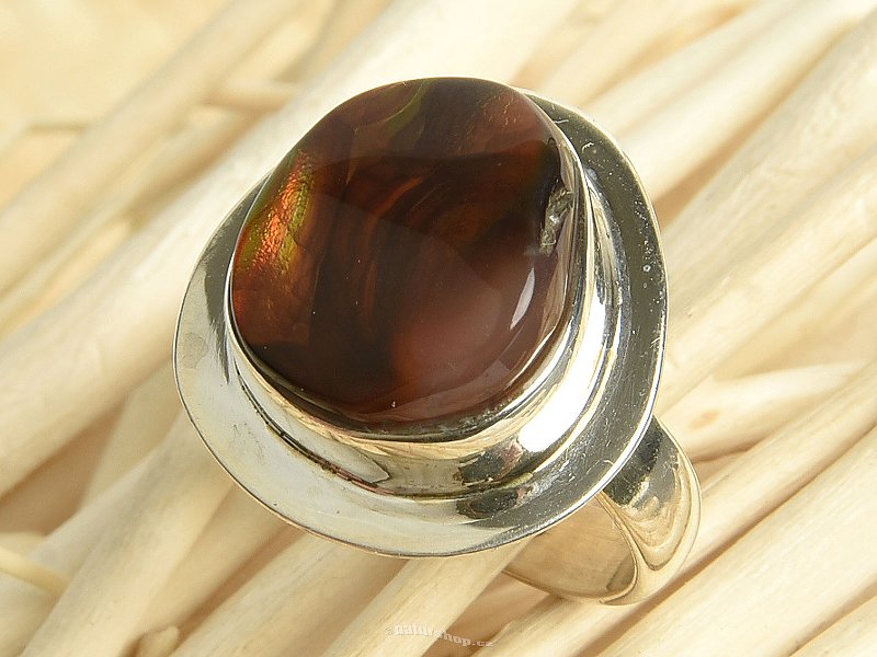 Fire agate ring Ag 925/1000 6.2g size 51