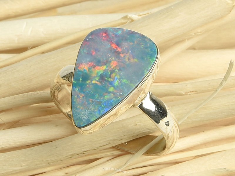 Ring precious opal silver Ag 925/1000 size 53 (3.0g)