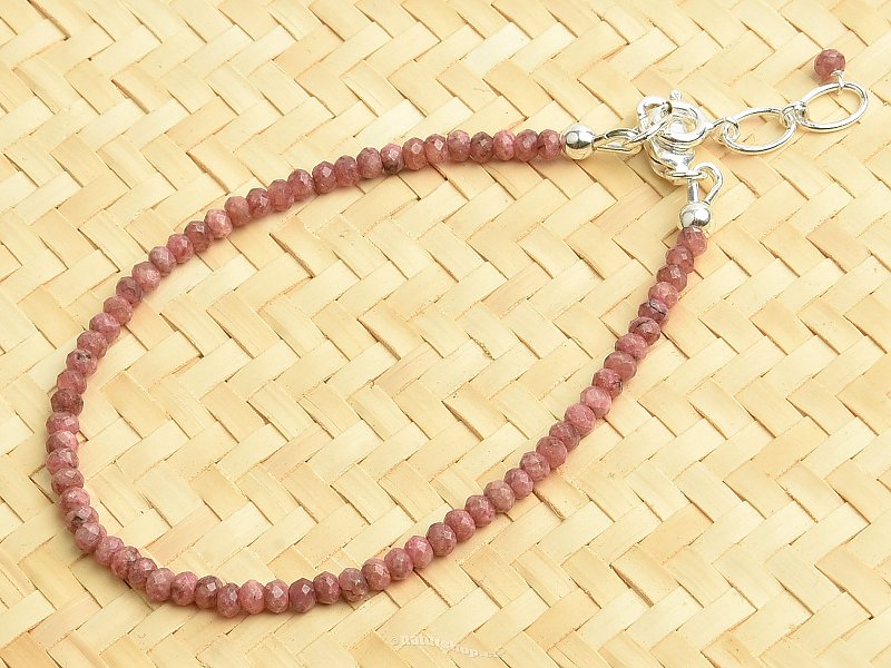 Rhodochrosite bracelet with polished buttons 3mm clasp Ag 925/1000