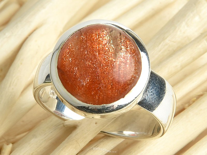 Prsten sluneční kámen kulatý Ag 925/1000 6,7g vel.58