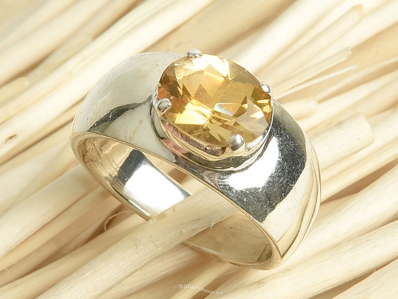 Ring citrine cut oval size 52 Ag 925/1000 6.8g