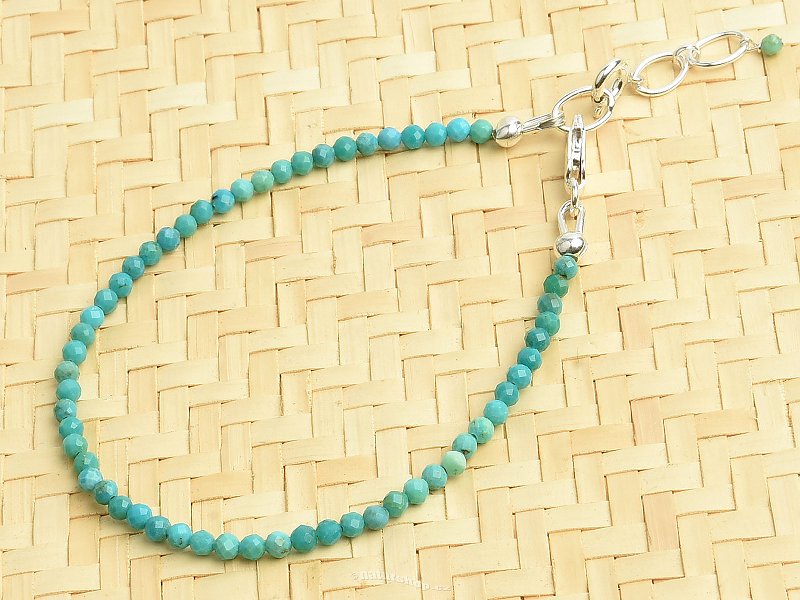 Turquoise right bracelet beads 2.5mm clasp Ag 925/1000