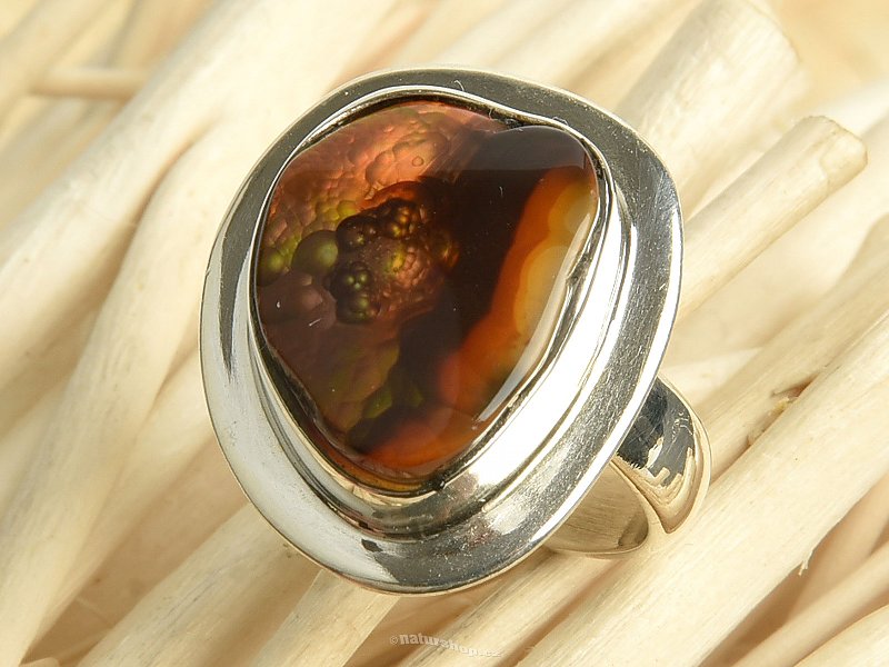 Fire agate ring Ag 925/1000 5.9g size 52