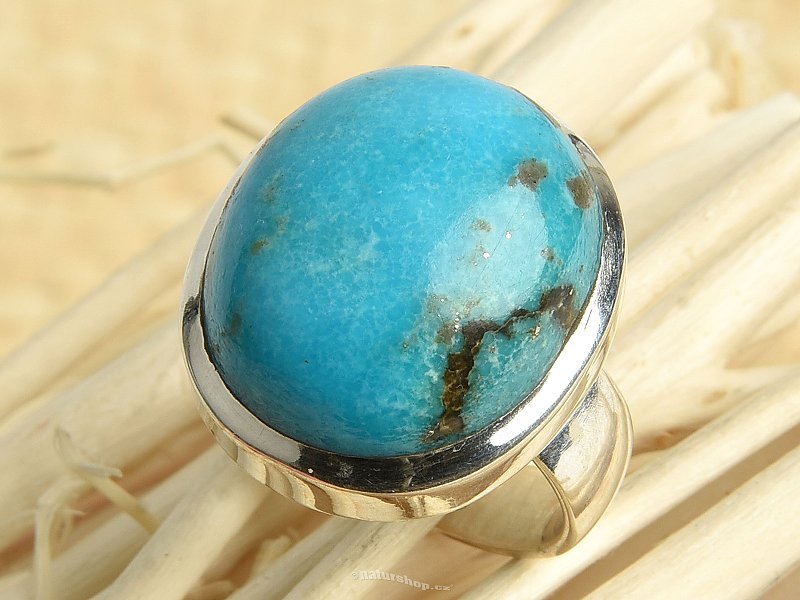Ring with turquoise oval Ag 925/1000 10.8g size 56
