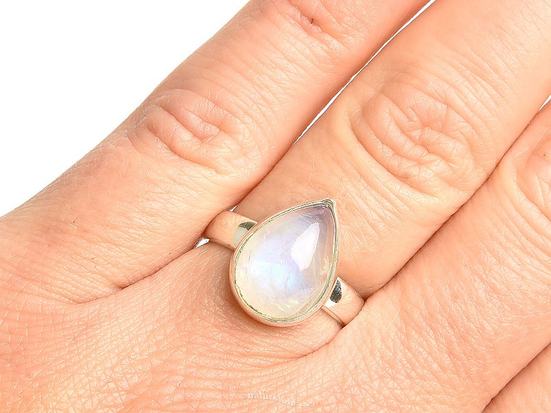 Moonstone drop ring Ag 925/1000 size 54
