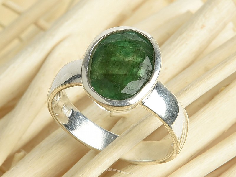 Emerald ring size 54 silver Ag 925/1000 4.1g