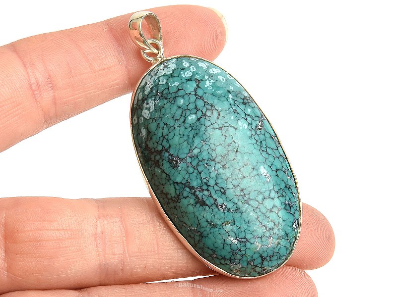 Larger oval pendant with turquoise Ag 925/1000 19.7g