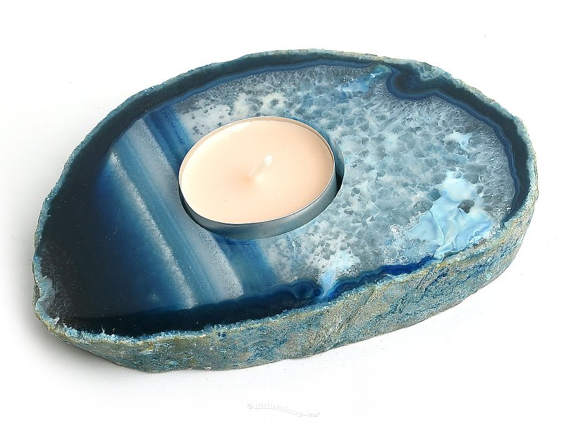 Stained agate candle holder 376g