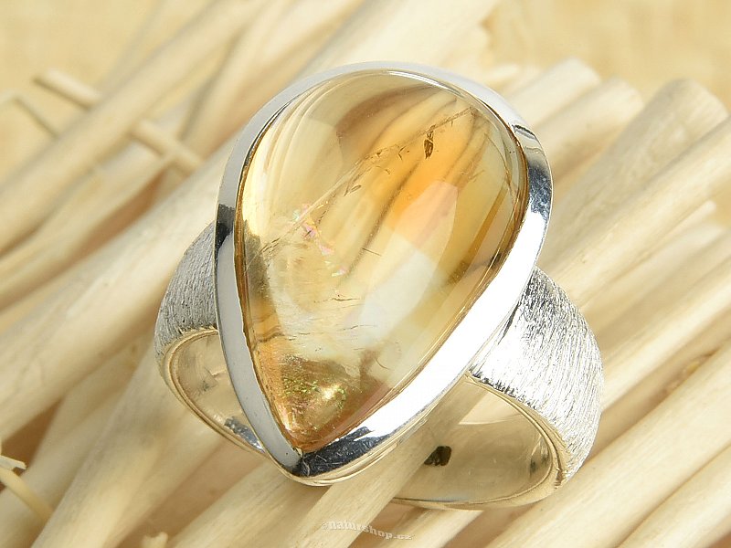 Citrine ring in the shape of a drop Ag 925/1000 12.3g size 55