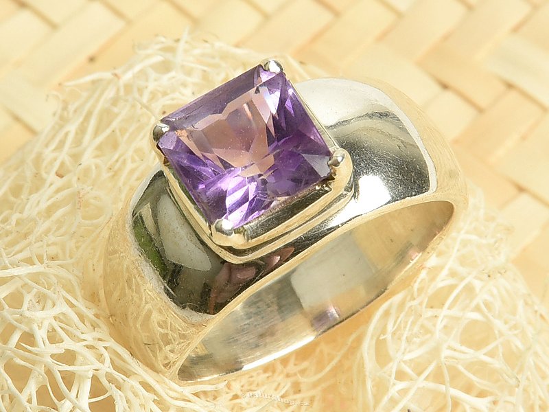 Ring amethyst cut square size 55 Ag 925/1000 7.1g