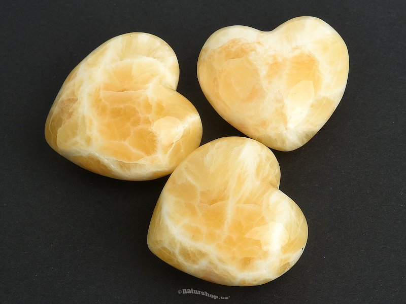 Kalcit žlutý srdce top QA (Mexiko) cca 40mm