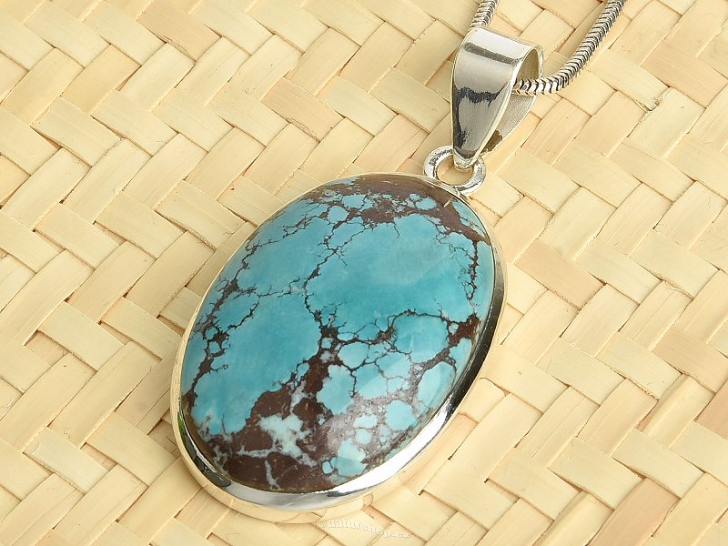 Turquoise pendant oval Ag 925/1000 10.2g