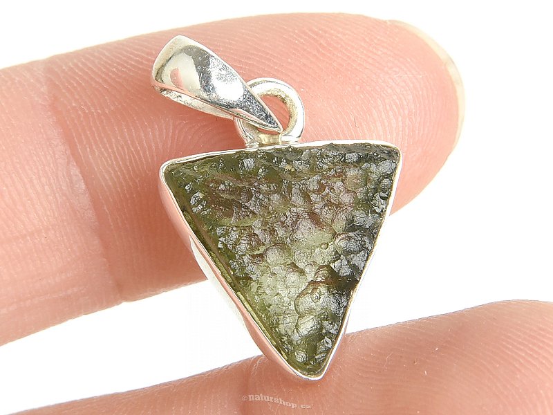 Moldavite pendant triangle silver Ag 925/1000 2.3g