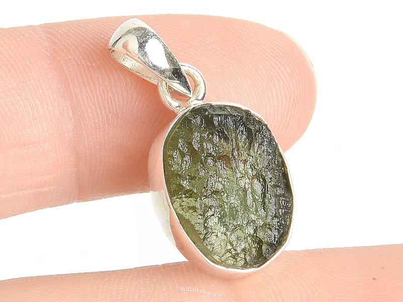 Moldavite pendant oval with rim Ag 925/1000 2.8g