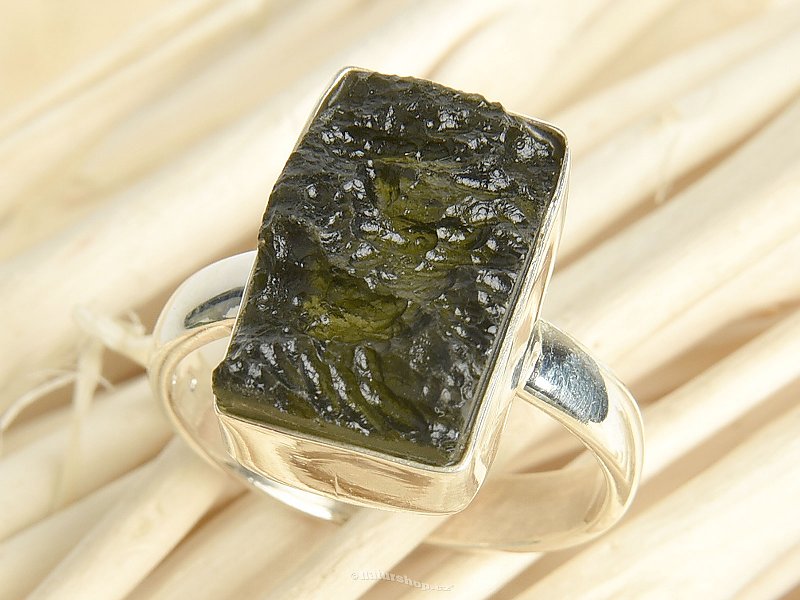 Raw moldavite ring size 57 Ag 925/1000 5g