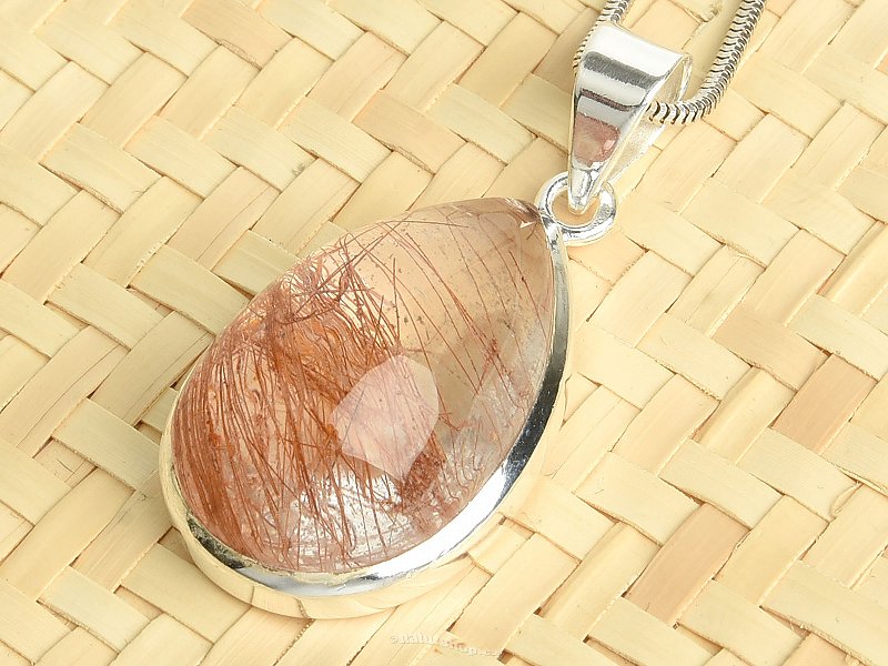 Rutile in crystal pendant silver Ag 925/1000 11.8g