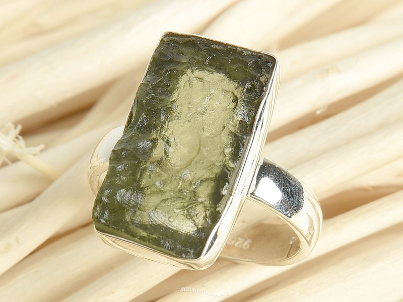 Surový vltavín prsten vel.51 Ag 925/1000 3,6g