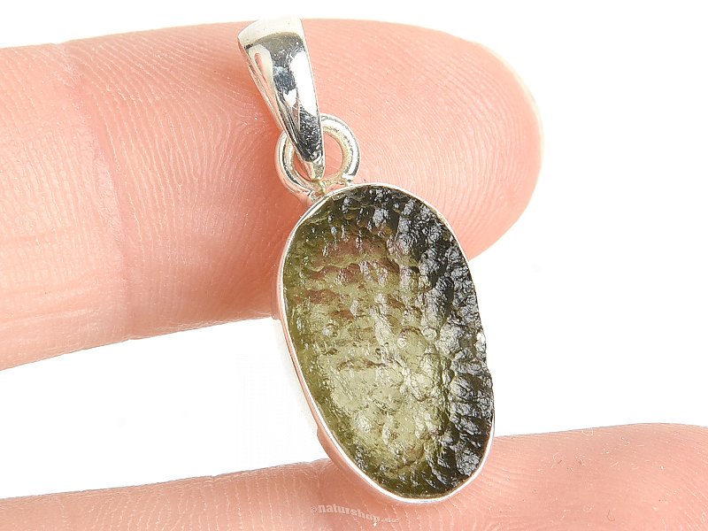 Moldavite pendant oval silver Ag 925/1000 2.3g