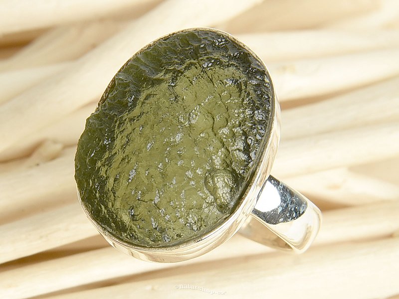 Moldavite raw ring size 50 Ag 925/1000 4.7g