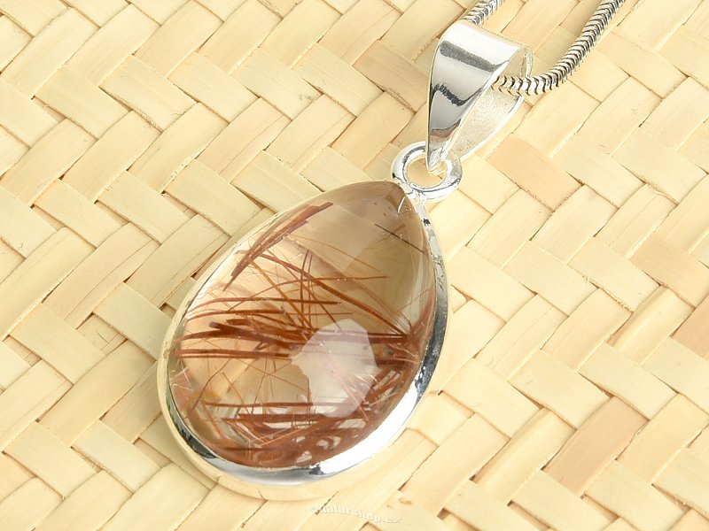 Rutile in crystal pendant silver Ag 925/1000 8.8g