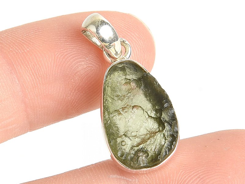 Moldavite pendant oval with rim Ag 925/1000 2.4g