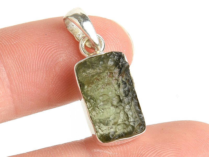 Moldavite pendant with rim Ag 925/1000 2.4g