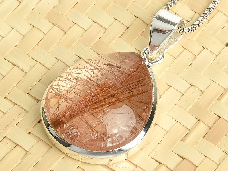 Rutile in crystal pendant silver Ag 925/1000 11g