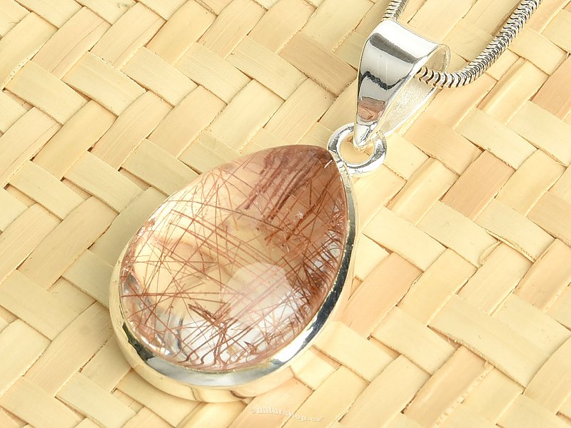 Rutile in crystal pendant silver Ag 925/1000 8.1g