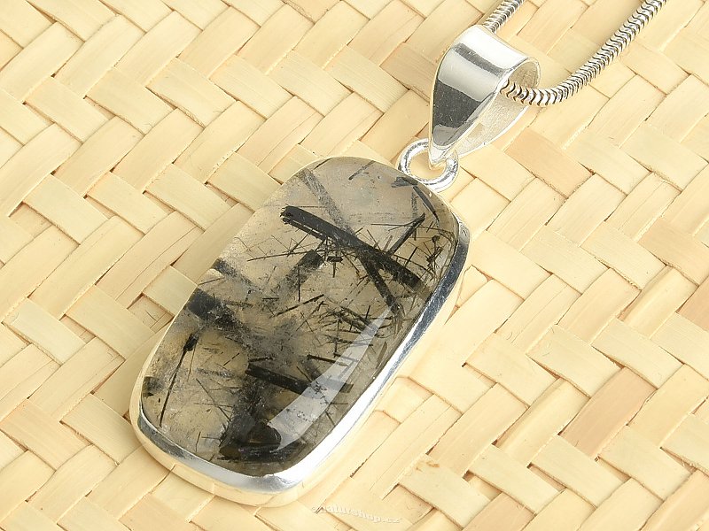 Tourmaline in crystal pendant silver Ag 925/1000 8.8g