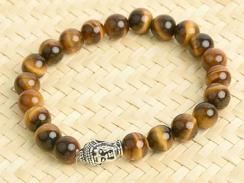 Tiger's eye bracelet beads 8mm Buddha