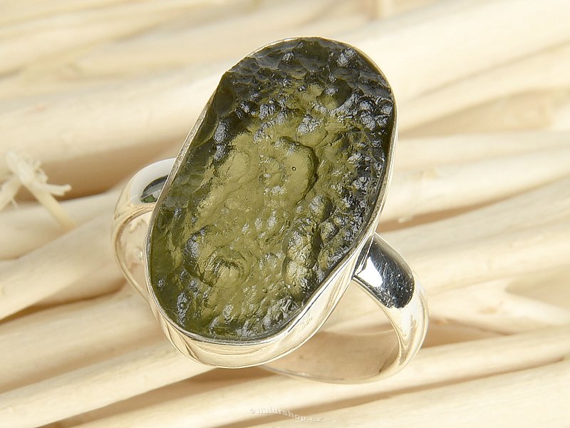 Raw moldavite ring size 58 Ag 925/1000 5.1g