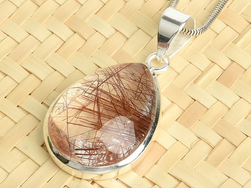 Rutile in crystal pendant silver Ag 925/1000 9.8g