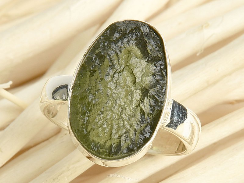 Moldavite raw ring size 51 Ag 925/1000 4.3g