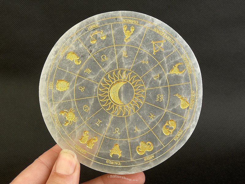 Selenitová podložka vzor horoskop zlatý 10,5cm