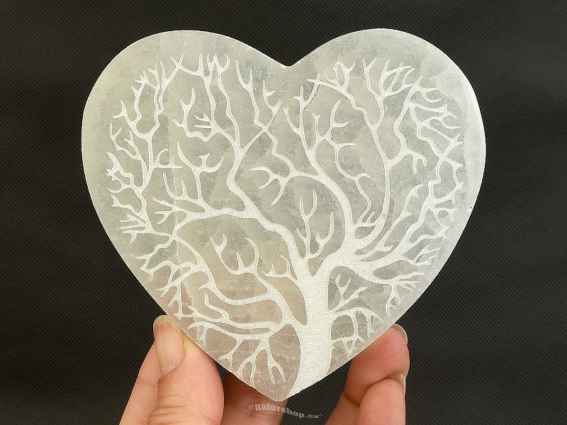 Selenite mat heart tree of life approx. 10cm