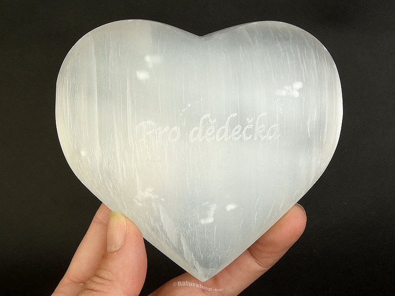 Selenite white heart with the inscription For Grandfather approx. 10 cm