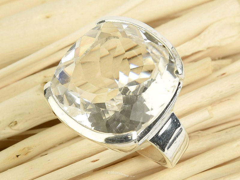 Ring with cut crystal Ag 925/1000 14.8g size 54