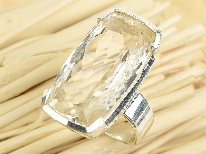 Large ring with cut crystal Ag 925/1000 18.5g size 54
