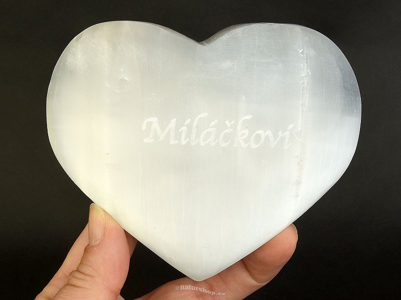 Selenite white heart with the inscription Darling approx. 10 cm