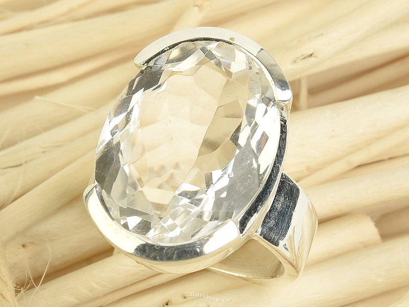 Ring with cut crystal Ag 925/1000 12.8g size 54