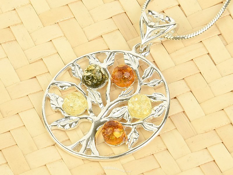 Tree of life amber pendant Ag 925/1000